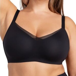 Honeylove Liftwear Lace Crossover Wireless Bra Size 1X Black